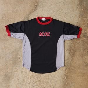 Vtg Y2K 2001 AC DC TOUR CONCERT  Baseball Jersey Black/Gray Mesh Shirt Sz L Swag